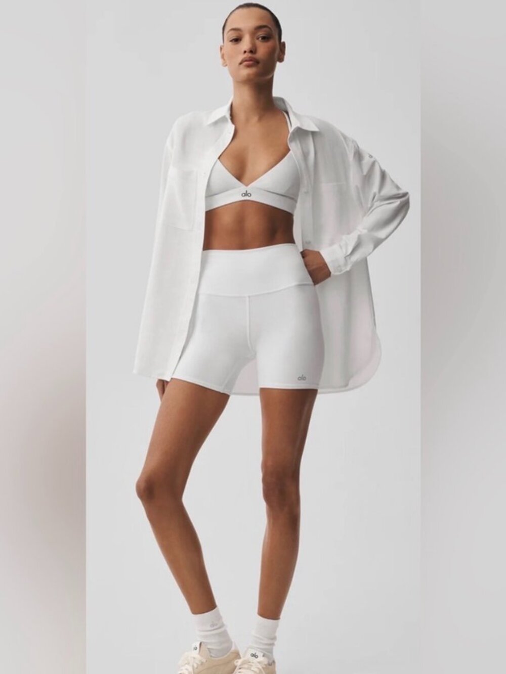 Alo Yoga Dreamscape Button Down Long Sleeve in White